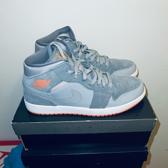 Air Jordan 1’s Gray and Orange Sneakers - Picture 2 of 6